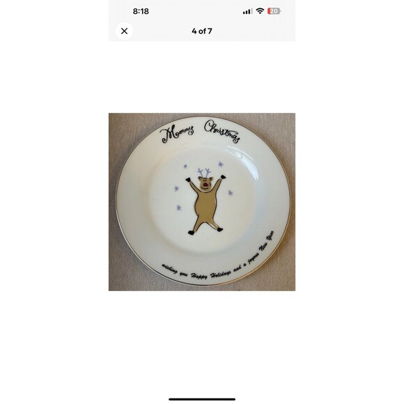 Merry Brite 2000 Porcelain Dessert/Salad Christmas Plates Santa 7.5” Set of 4 - Picture 4 of 6